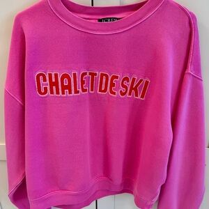 J. Crew Pink Graphic Ski Pullover sweatshirt